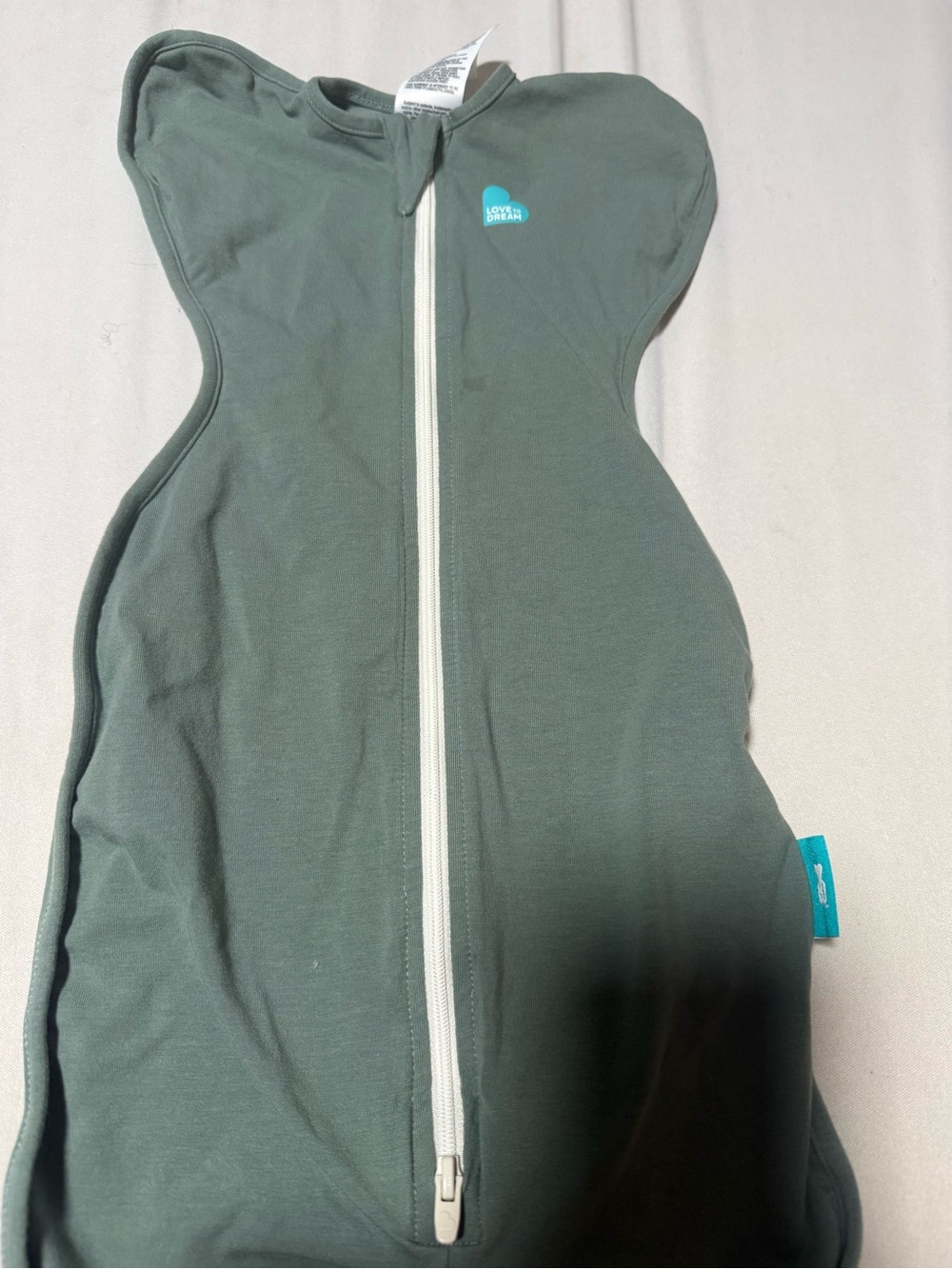 Love to Dream Green Swaddle One-Piece with Front Zip